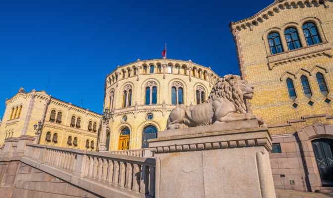View,Of,The,Norwegian,Parliament,In,Oslo,,Europe