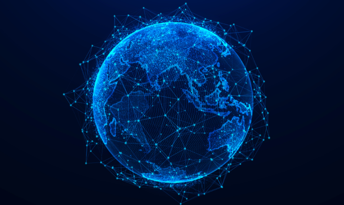 Global Network Concept. World Map Point. Global Network Planet Earth. 3D Rendering.
