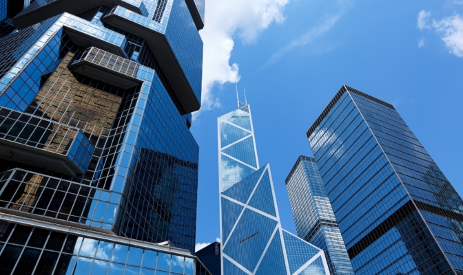 Mirrored Office Buildings